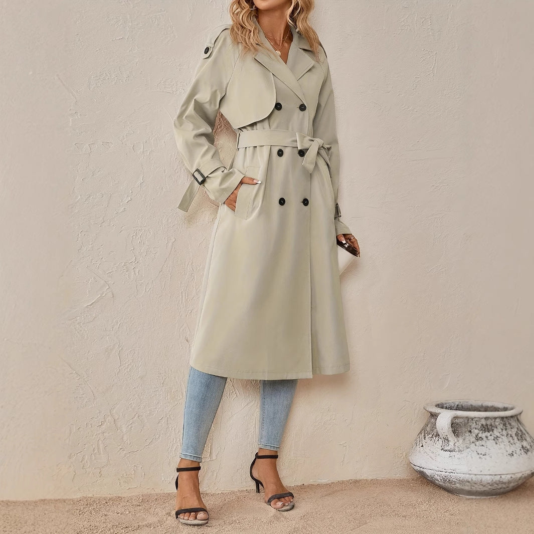 Belted Trench Coat with Shoulder Strap