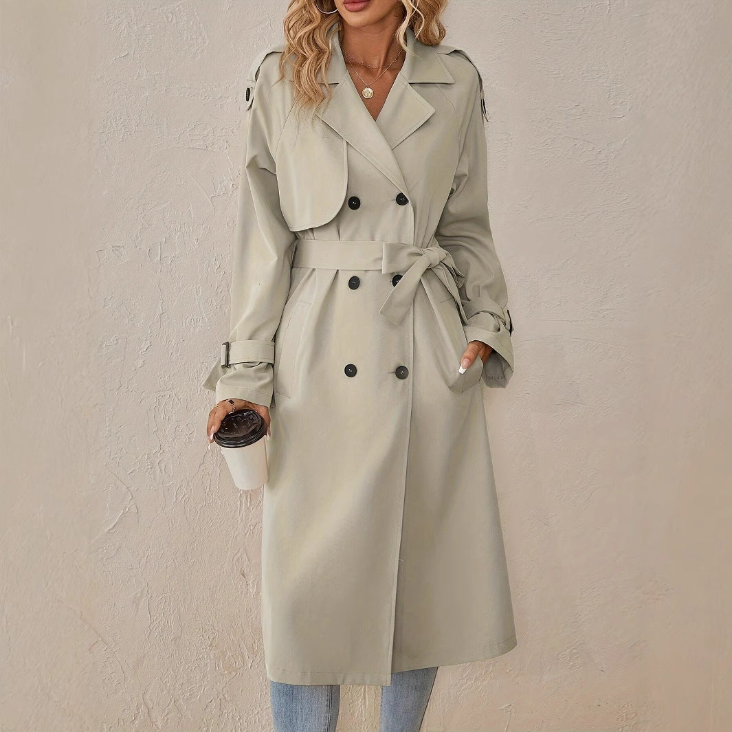 Belted Trench Coat with Shoulder Strap