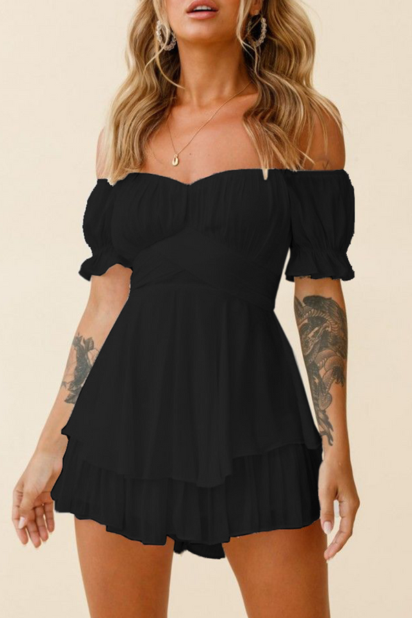 Chic Ruffle Off-Shoulder Straight Jumpsuit