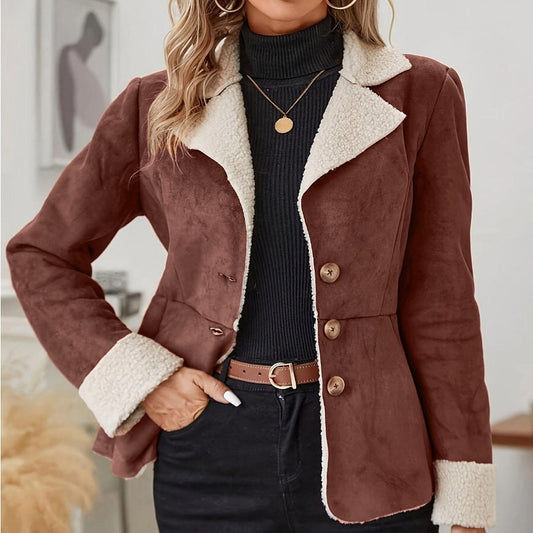 Cold-Proof Velvet Integrated Collar Coat