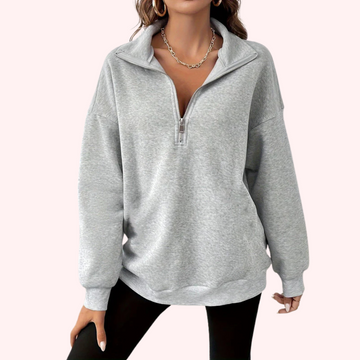 Casual women's sweater with half closure zipper